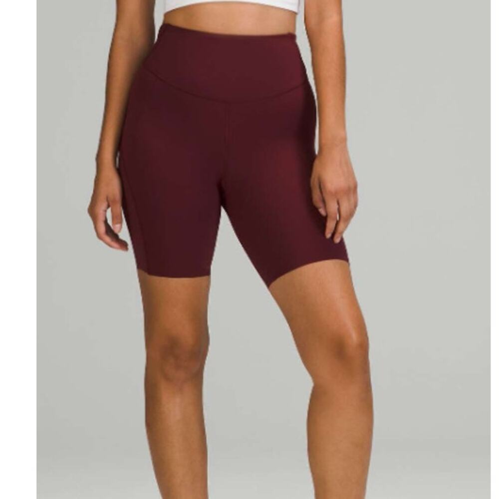 lululemon Base Pace High Rise Shorts 6 Red Merlot Running Biker Shorts 8 Inch